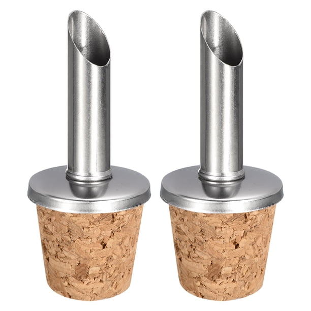 Vertedores de botellas de acero inoxidable, 2Pack diseño de tapón de aceite de oliva para botellas de vino, para la mayoría de las botellas de licor
