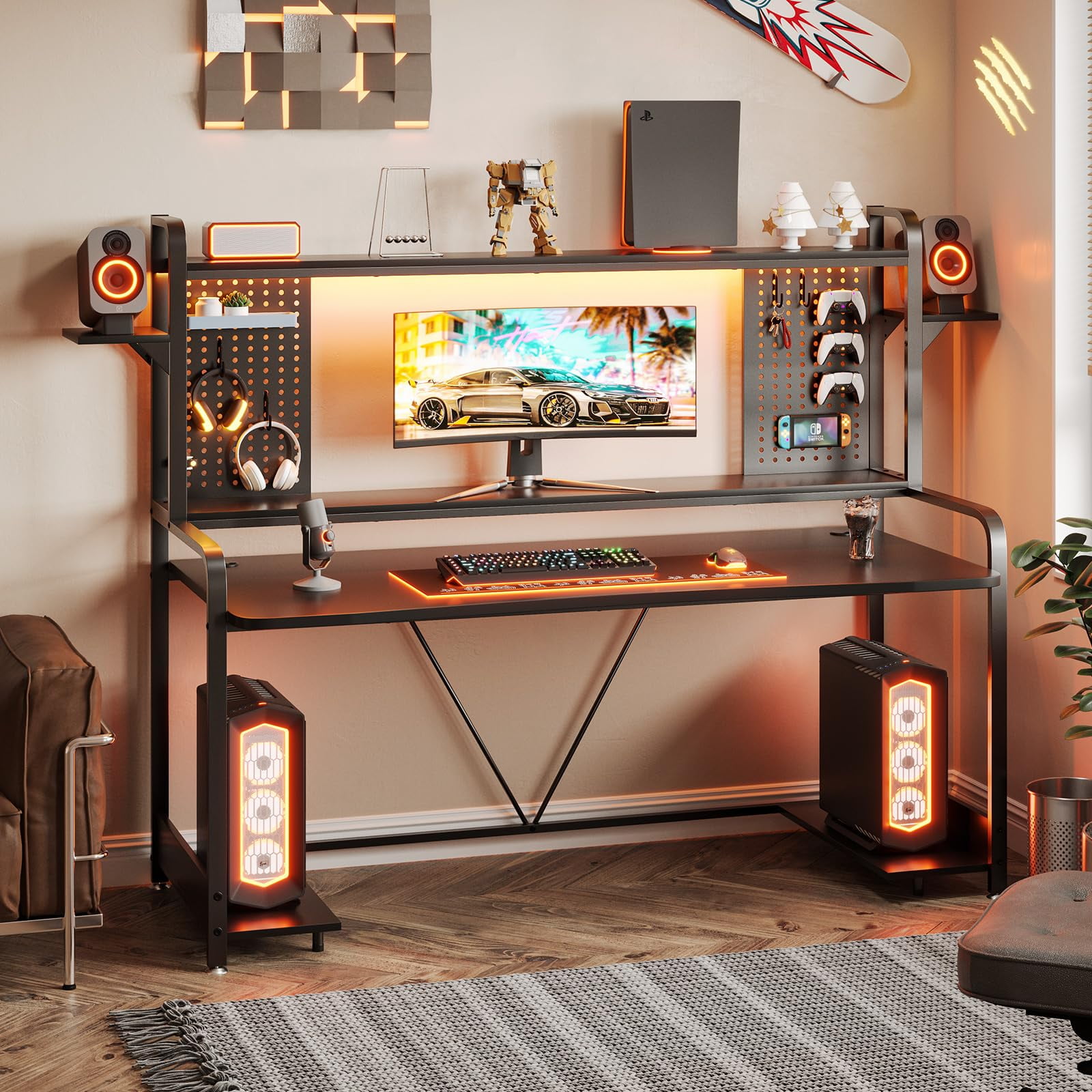 Large black gaming deals desk