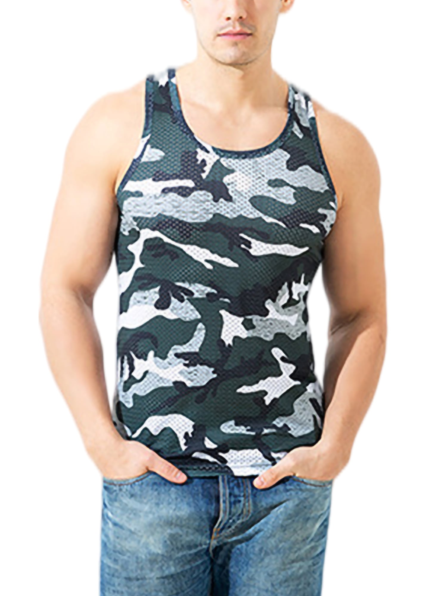 Men Quick Dry Tank Top Camo Summer Ice Silk Running Jogging Gym Training Shirt Workout Tee Plus Size - Walmart.com