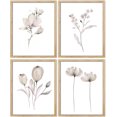 thumbnail image 3 of PixonSign Framed Wall Art Pastel Winter Tulip Daisy Flower Poster, Set of 4 Nature Wilderness Wall Decor Prints, Botanical Floral Wall Décor, Rustic Artwork for Bedroom, Office - 12"x16" Natural, 3 of 5