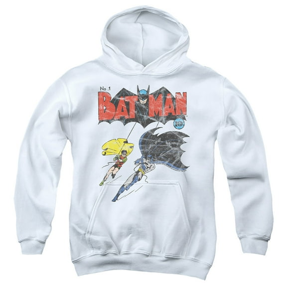 Batman Batman No.1 2 Kids Pull-Over Hoodie (Large) for Youth Boys and Girls, White