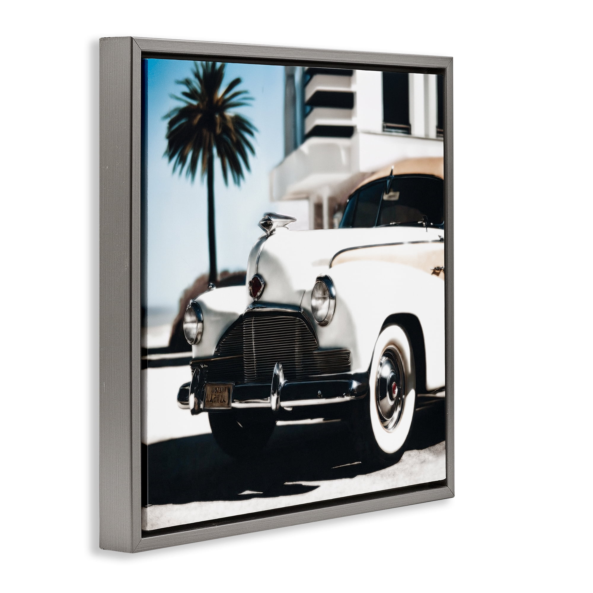 Stupell Industries California Cruise Car Transportation Painting Gray Floater Framed Canvas Art Print Wall Art, 18 x 18