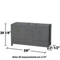 thumbnail image 2 of Wyndham Collection Sheffield 59" Wood Double Bathroom Vanity in Dark Gray, 2 of 2