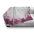 thumbnail image 3 of Pink Soft Flannel Fleece Throw Blanket, Framework with Romantic Daisies Valentine's Day Design Celebration Theme, Cozy Plush for Indoor and Outdoor Use, 60" x 80", Pink Pale Pink Green, by Ambesonne, 3 of 6