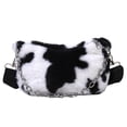 thumbnail image 1 of 1 bolso de hombro con estampado de vaca de peluche, bolso cruzado de peluche para mujeres y niñas., 1 of 5