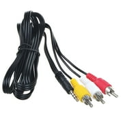 FITE ON 5ft mini 3.5mm to 3 RCA AV A/V Audio Video TV Cable Cord Lead Compatible with Aiptek CamCorder
