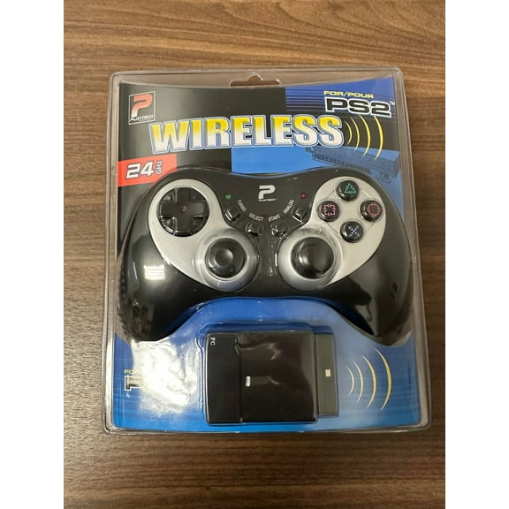 Playtech Wireless Black 2.4GHZ Controller Compatible with PlayStation 2 PS2
