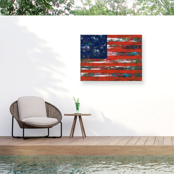 Patricia Alvez 'American Flag' Outdoor Canvas 14x19