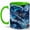 Green, variant on Water Warrior Coffee Mug, Fantasy Anime Hero Mug, Gamer Birthday Christmas Gift for Men, Blue Ocean Wave Moon Koi Fish Character Art, 11 oz White Ceramic Coffee Cup Gift for Tea