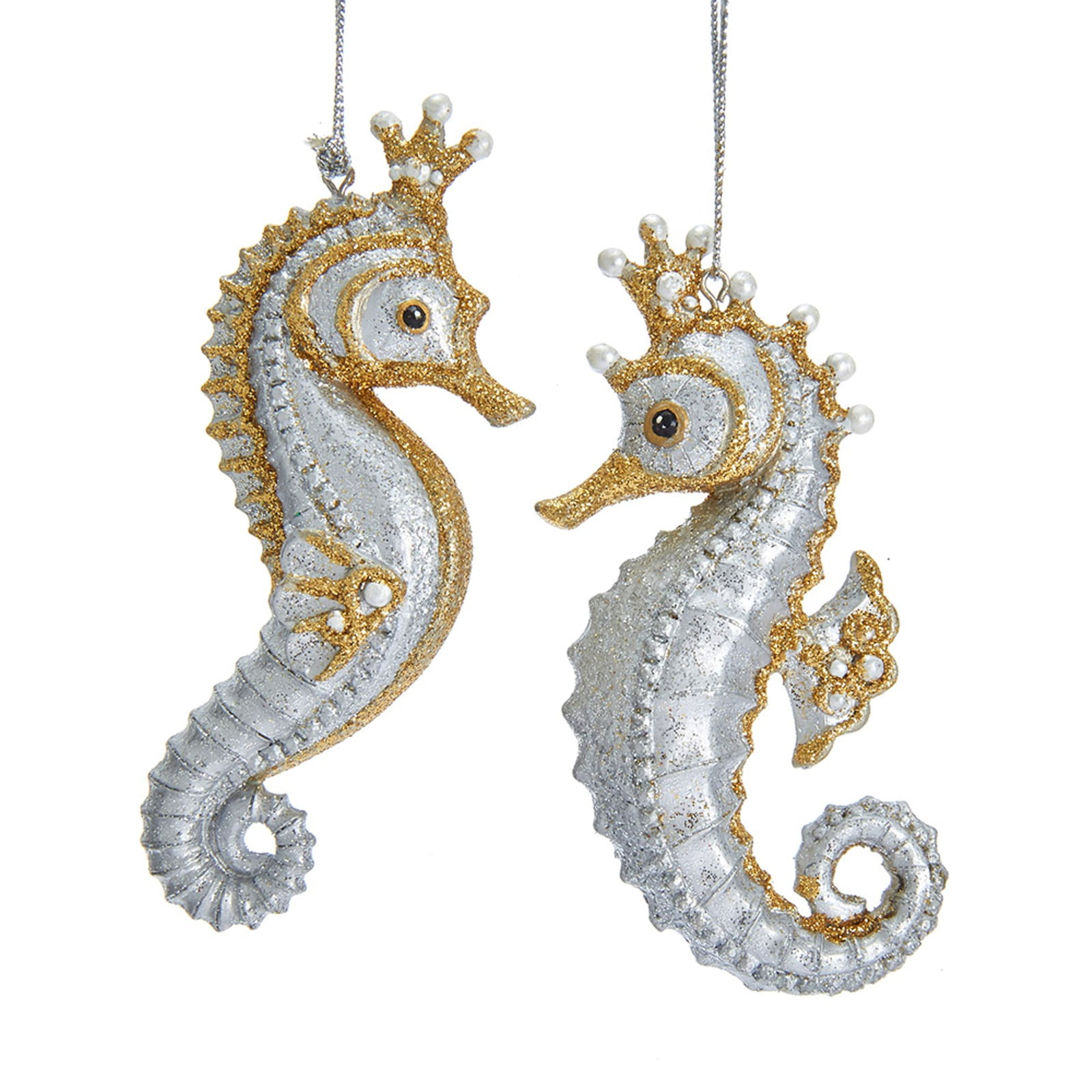 Gold and Silver Seahorses Jewels of the Sea Christmas Holiday Ornaments 4 Inches - Walmart.com