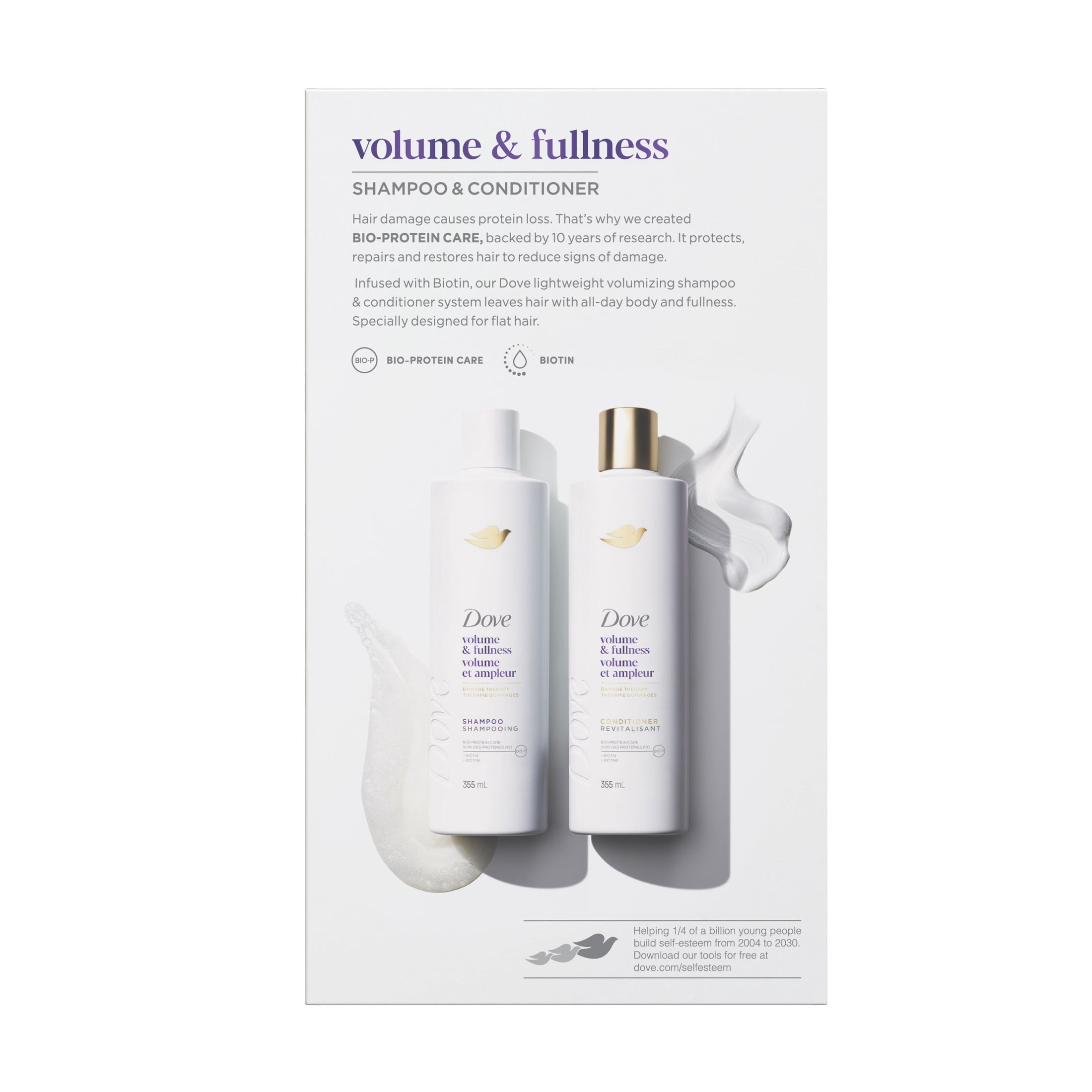 Dove Shampoo & Conditioner for Fine, Thin Hair Volume and Fullness with Bio-Protein Care Technology and Biotin ,12 fl oz 2 Pack