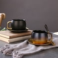 thumbnail image 4 of Taza de café de lujo ligera, tazas de cerámica de té de la tarde for el hogar, mate, Retro, de lujo, exquisitas, 4 of 6