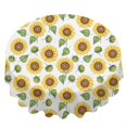 thumbnail image 2 of Sunflower and Bud White Pattern Round Tablecloth 60"x60", Wrinkle Resistant Wipeable Table Cover for Kitchen Dining Room Picnic Patio and Party, 2 of 4