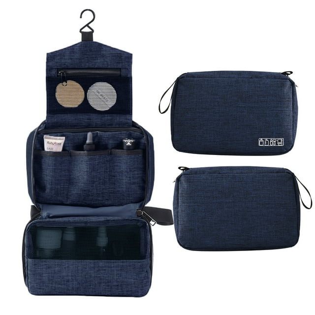 Travel Toiletry Organizer with 300D Polyester Fabric - Spacious 24.5x52cm Open Size, Lightweight 235g, Water-Resistant Design for Cosmetics & Toiletries - Available in Black, Grey, Purple, Rose Red,