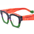 thumbnail image 2 of Las gafas de mujer con montura gruesa y montura de gafas con placa de ojo de gato con retazos multicolores se pueden equipar con montura de gafas antiluz azul para miopía, 2 of 6