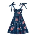 thumbnail image 3 of Xudanell Toddler Girls Dress 4th of July Straps Dresses American Stars Striped Sundress Independence Day Patriotic Outfits (Dark Blue, 4-5 Years), 3 of 6