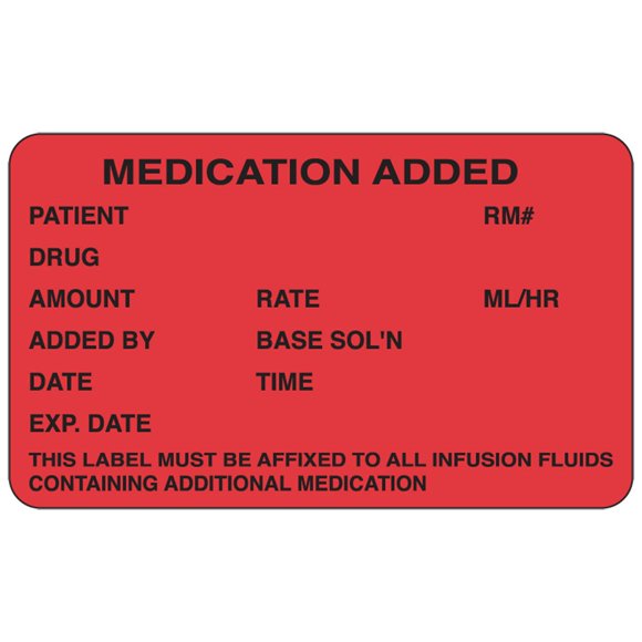 PDC Healthcare 59704613 Étiquette en Papier Permanente "Drugation Added", Longueur 2-1/2 Pouces, Largeur 1-1/2 Pouces, Rouge, Lot de 1000