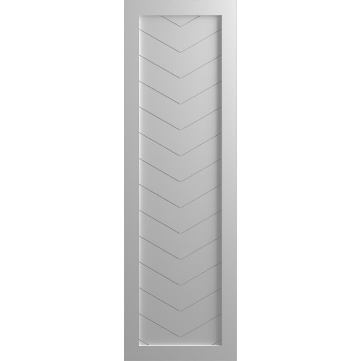 Ekena Millwork 18"W x 33"H True Fit PVC Single Panel Chevron Modern Style Fixed Mount Shutters, Primed (Per Pair - Hardware Not Included)