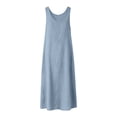 thumbnail image 7 of ClodeEU Women's V Neck Wide Strap Sleeveless Linen Maxi Dress, Casual Loose Summer Dress Light Blue,Women's Plus M, 7 of 7