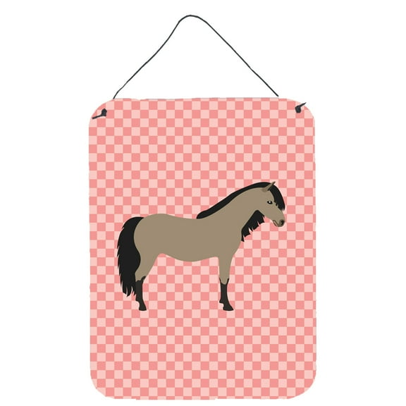 Caroline's Treasures BB7910DS1216 Welsh Pony Horse Pink Check Wall or Door Hanging Prints, 12x16, multicolor