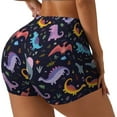 thumbnail image 2 of Kdxio Cartoon Dinosaur Print Workout Shorts for Women Seamless Soft Smooth Gym Yoga Scrunch Active Shorts, 2 of 9