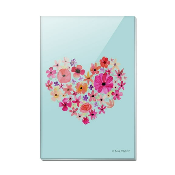 Flower Heart Love Rectangle Acrylic Fridge Refrigerator Magnet