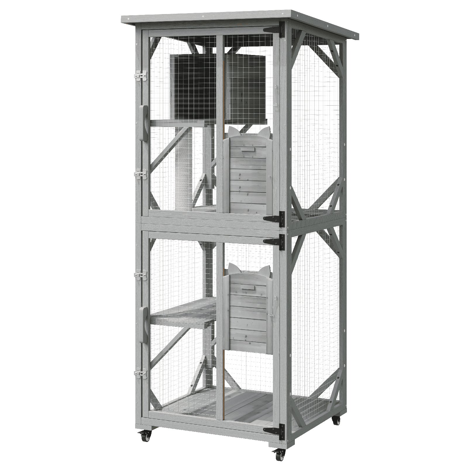 ✴︎Catmobileページ✴︎ PawHut Cat House, Indoor Cat Enclosure on Wheels with