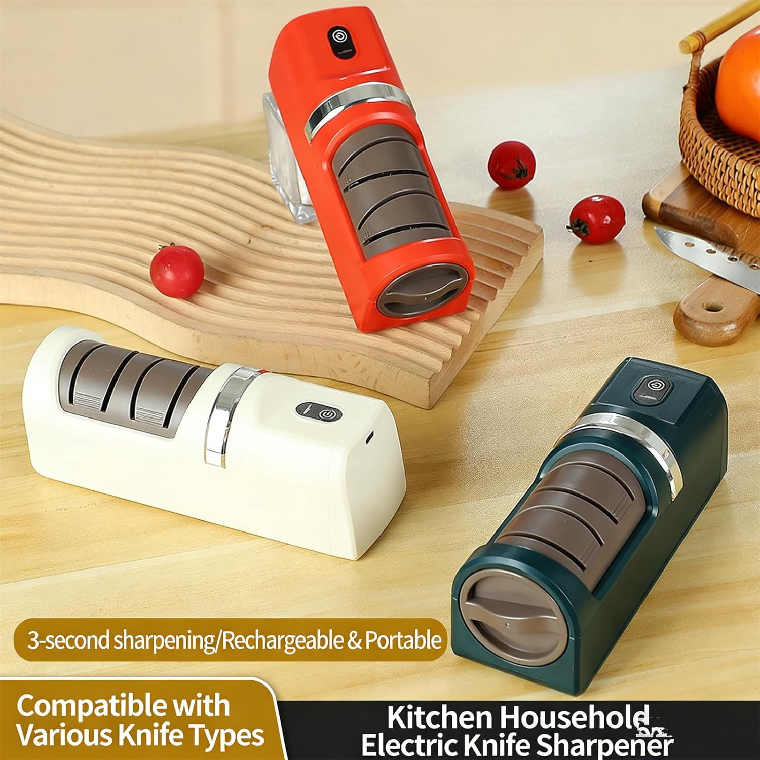Automatic Kitchen Knife Sharpener, 2026 New Electric Knife Sharpener with 3-Stage Diamond Wheels, Professional Sharpening for Stainless Ceramic Serrated Knives