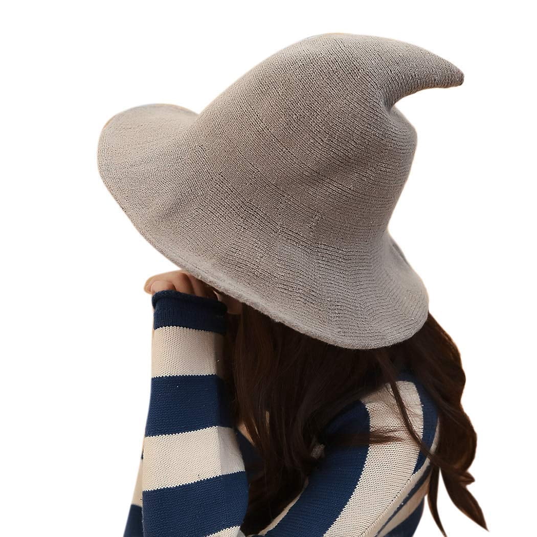 Bamboopack FBA-HYYC82197 Chapeau de sorcière pointu pliable en tricot pour femme - Chapeau de sorcière pour Halloween, cosplay, fête, bal masqué, accessoire de costume (noir), M