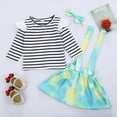 thumbnail image 4 of Kiplyki Baby Set Newborn Girl Long Sleeve Stripe Tops+Tie-Dye Suspender Skirt+Headband Set, 4 of 8