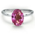 thumbnail image 3 of Gem Stone King 14K White Gold Pink Mystic Topaz Solitaire Engagement Ring for Women | 2.20 Cttw | Oval 9X7MM | Gemstone November Birthstone | Size 7, 3 of 6
