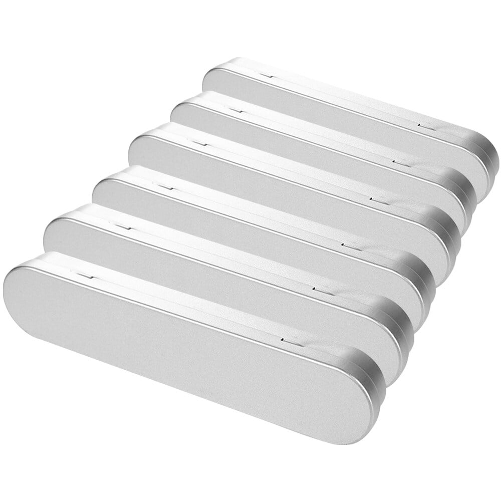 6pcs Metal Pen Case Simple Metal Pencil Cases Hinged Tin Boxes for Office School