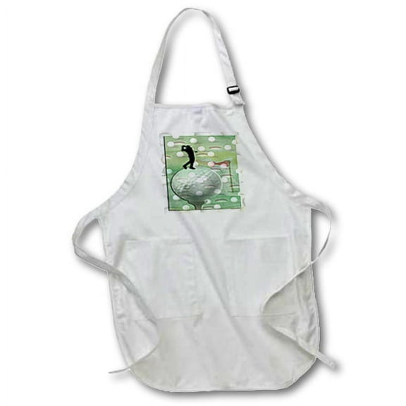 3dRose, Man on Golf Ball, Full Length Apron with Pockets 22w x 30l