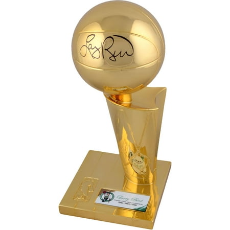 Larry Bird Boston Celtics Autographed Nba Finals Champion Replica Larry O Brien Trophy With Sublimated Plate Fanatics Authentic Certified