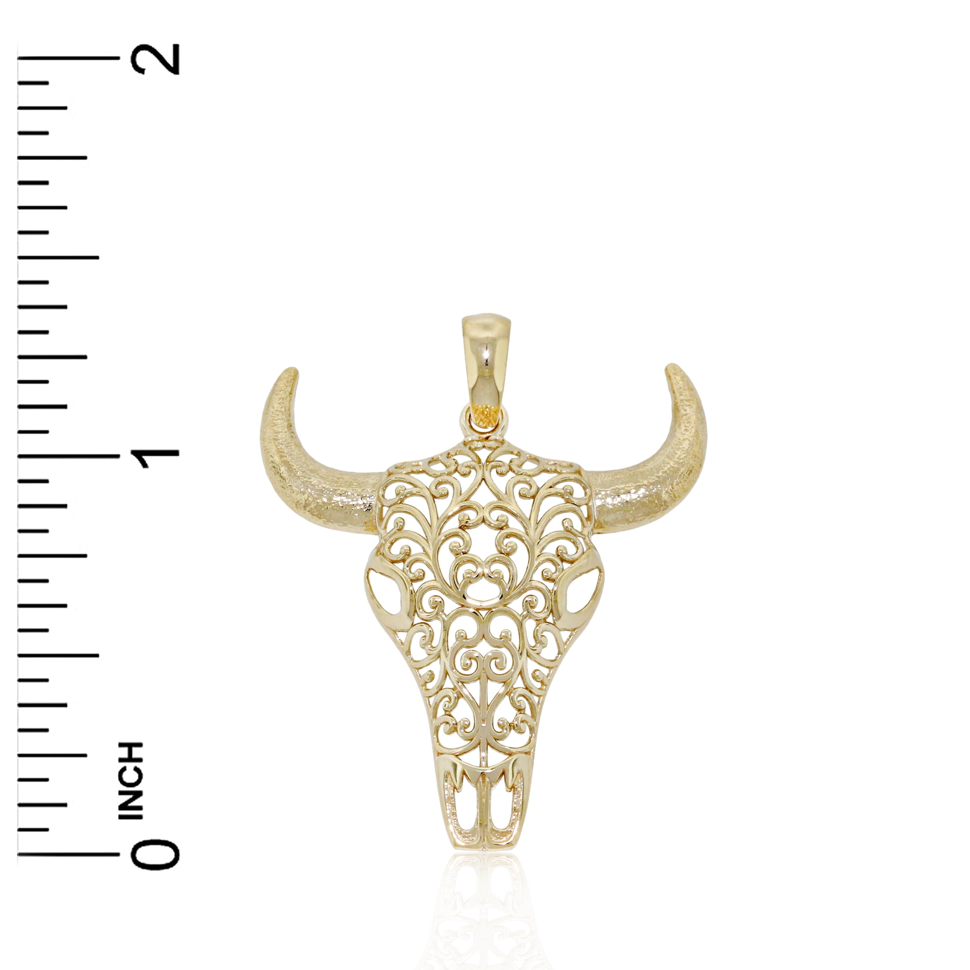 Charm America - Gold Filigree Bull Head Charm - 10 Karat Solid Gold