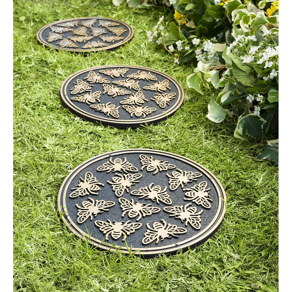 Recycled Rubber Garden Pathway Round Stepping Stones, Set of 3