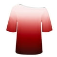 thumbnail image 4 of yievot Women Oversized Tops Off Shoulder Gradient Printed Short Sleeve Loose T Shirts Fashion Clothing, 4 of 6