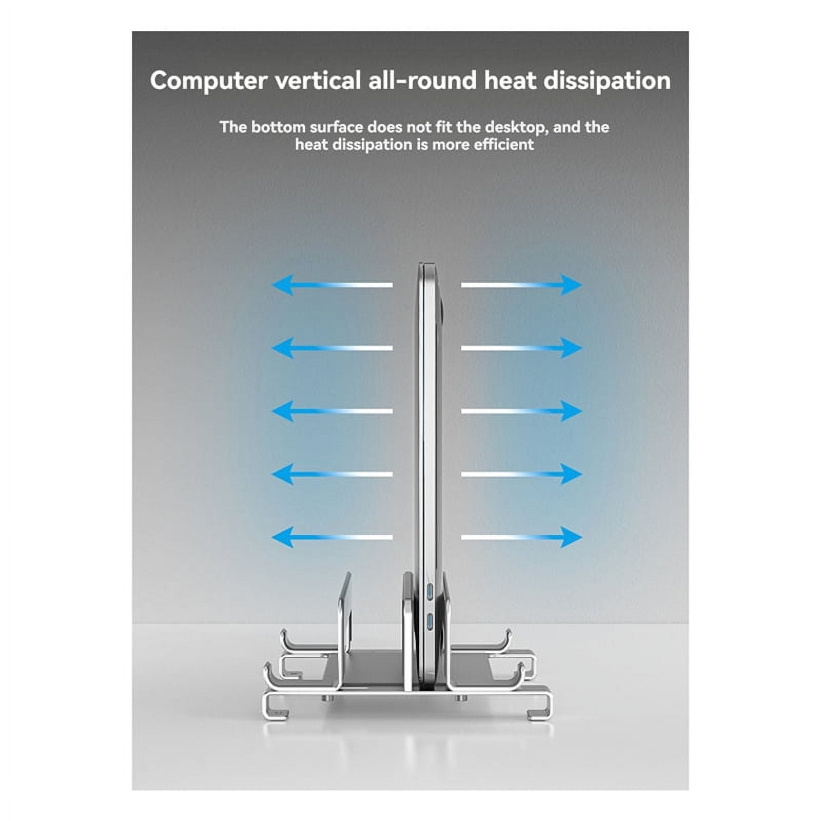 Laptop Stand Holder Adjustable Vertical Desktop Notebook Dock Space-Saving Computer Stand Silver
