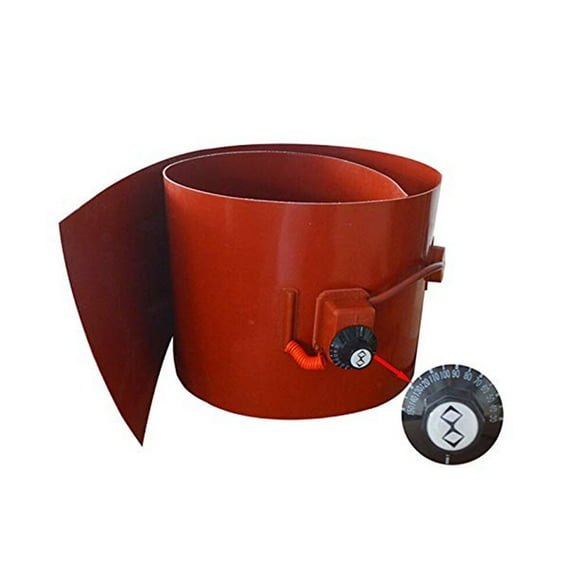 4.9*68.5 Inch Metal Drum Heater Silicone Barrel Heat Pad Warmer Oil Pail Heating Blanket 110V 30℃-150℃ Red