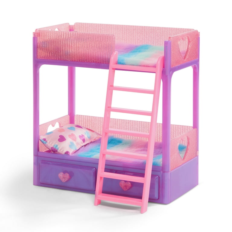 Hey Bestie Nighty Night Bunk Bed Furniture Set for (5.5-inch) Small Dolls with Accessories, Kids 3 Years & Up