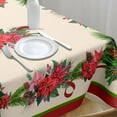 thumbnail image 2 of Rectangle Christmas Tablecloth,Poinsettia Holly Pine Cone Christmas Table cloth,Polyester Waterproof Wrinkle Resistant Durable Tablecloth For Holidays,Kitchen,Winter And Home Decor,Tablecloth 60x84In, 2 of 6