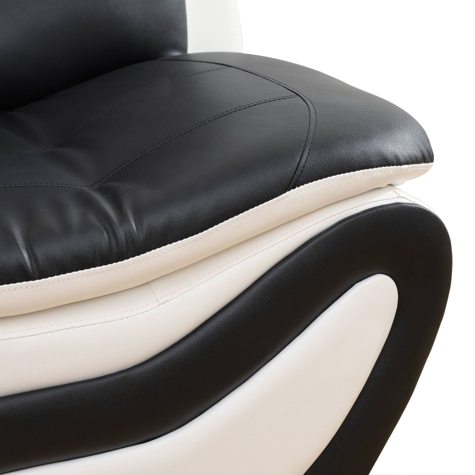 Beverly Fine Furniture Sydney Bold Faux Leather Living Room Sofa Set- Black & White - 3 Piece