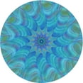 thumbnail image 1 of Ahgly Company Indoor Round Patterned Bright Turquoise Blue Area Rugs, 6' Round, 1 of 6