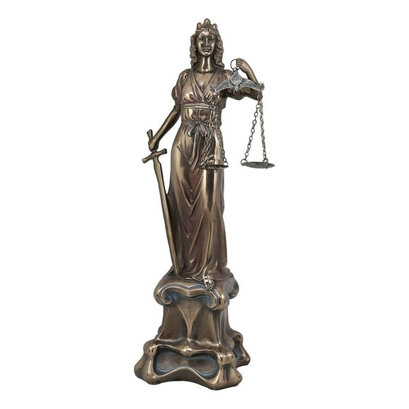 Ebros Gift Bronzed Resin Greek Goddess Lady of Justice Statue 16" High La Justicia Dike Figurine Roman Greco Home Decor Sculpture for Lawyers Teachers Collectors