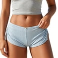thumbnail image 3 of oelaio Women's Sleep Pajama Shorts Micro Mini Low Waist Side Slit Cute Comfy Sleeping Pj Shorts Light Blue S, 3 of 7