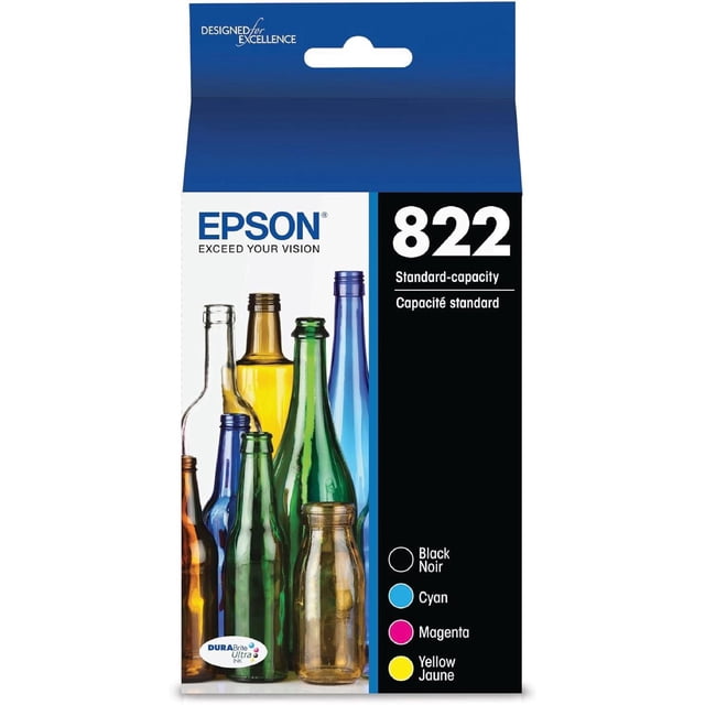 Epson T822 Ink Cartridge Combo Pack - Standard Capacity - Black/Cyan/Magenta/Yellow