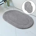 thumbnail image 2 of 2 Piece Bath Mat Set - Light Silver Oval Solid Bordered Bathroom Mat Soft Plush Thick, 2 of 4