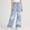 Blue, variant on ITSAME Wide Leg Jeans for Girls, Elastic Waist Loose Fit Cartoon Embroidery Casual Flared Denim Pants Light Blue Size 5-6