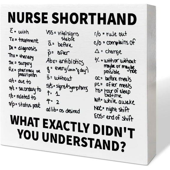 Wood Box Sign 7x7Inch Funny Nurse Nurses Week Birthday Graduation Gifts For Nursing Students Nurse Shorthand Wooden Box Sign Desk Decor Gift For Women Men
