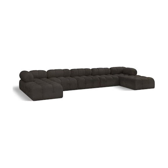 Meridian Furniture Ames Brown Boucle Fabric Modular Sectional